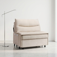Canapé-lit moderne pliable et extensible de marque RU, revêtement en tissu, double usage, multifonctionnel avec rangement