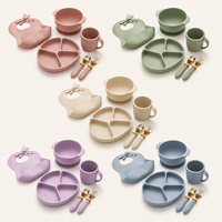 Ensemble cadeau d'alimentation pour bébé en silicone rose doré de luxe, sans BPA, avec bol à ventouse, assiette, tasse, bavoir, ustensiles, emballage de qualité supérieure