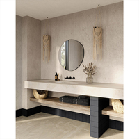 Miroir mural irrégulier à cadre noir fin, fait main, style Art Déco, décoratif pour salle de bain