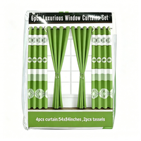 Vente en gros usine 6 pièces 54x84" Rideaux imprimés géométriques à œillets avec pompons pour salon