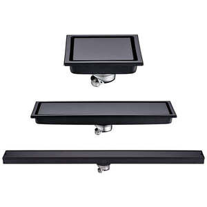 YOTO ท่อระบายน้ำติดพื้นสแตนเลสสีดำแบบเส้นตรงสำหรับพื้นกระเบื้อง - Product Image 1