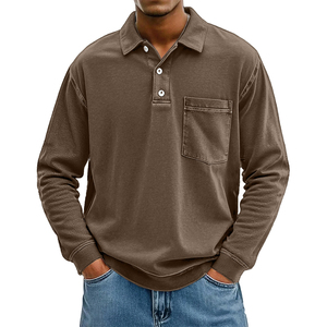 Camisa de Manga Larga para Hombre, Nueva Colección 2026, Antiarrugas, Estilo Casual Elegante, con Bolsillo, Color Sólido - Product Image 4