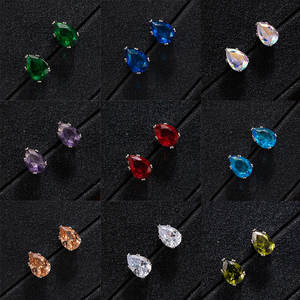 YL Bestseller pour boucles <span class=keywords><strong>d</strong></span>'oreilles femme, clous <span class=keywords><strong>d</strong></span>'oreilles en acier inoxydable, forme goutte <span class=keywords><strong>d</strong></span>'eau autrichienne, simples, polyvalents, colorés - Product Image 2