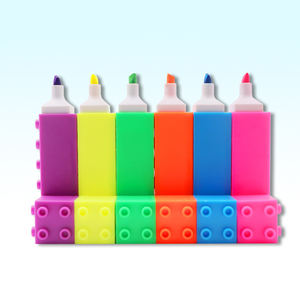 GF الأكثر مبيعًا لبنات البناء المضحكة أقلام تمييز ملونة إبداعية لطلاب المدارس أقلام رسم علامات الفلورسنت - Product Image 2