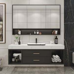 Waterproof Floating <b>Bathroom</b> Vanity Anti-Fog <b>Mirror</b> Space-Saving <b>Wall</b>-Mounted Washbasin Made Durable Melamine for Apartments - Product Image 3