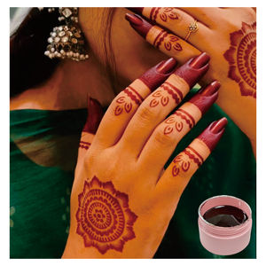 Tùy Chỉnh 30Ml Tạm Thời Thân Thiện Với Môi Mỹ Phẩm <span class=keywords><strong>Henna</strong></span> Hình Xăm Tự Làm Stencil Sơn Móng Tay Nghệ Thuật Mehndi Ngón Tay Nhúng Màu Đen Maroon Sâu Màu Đỏ - Product Image 3