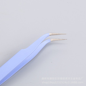 Colored stainless steel tweezers, <b>nail</b> art tools, eyelash <b>extension</b> tools (straight/curved tips), repair tools, pointed tips, - Product Image 1