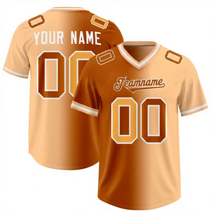 เสื้อฟุตบอลอเมริกันคอวีแบบกำหนดเองสำหรับผู้ชาย สีไล่ระดับ พิมพ์ลายแบบซับลิเมชั่น โพลีเอสเตอร์ 100% ระบายเหงื่อได้ดี พร้อมชื่อทีมและหมายเลข - Product Image 2