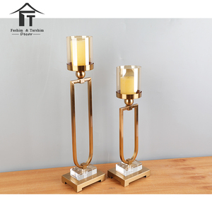 En gros grand or bougeoir centres de table pour les mariages de fer en métal et cristal chandelier pour <span class=keywords><strong>la</strong></span> décoration intérieure - Product Image 4