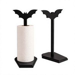 Porte-serviettes en papier en métal en forme d'aile de chauve-souris, support de rouleau de papier absorbant sur pied pour comptoir de cuisine - Product Image 1