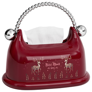 Tissue Box With Silver Chain Handle Deer Pattern Milk White Desktop Storage For Living Room Coffee Table - Product Image 3