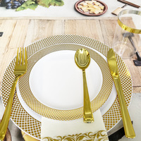 175 pièces 350 pièces paille de blé luxe rustique coloré vaisselle en plastique fantaisie vaisselle pour Banquet Hall vaisselle ensemble