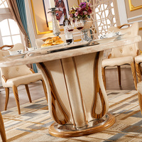 Europäischer Stil Luxus Esstisch High-End-Rund drehbar Eck-Marmor-Tisch Platte Esstisch-Set