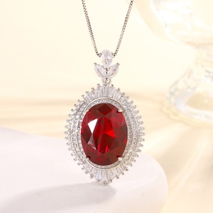 High Quality Eco-friendly Copper 15*20-13*18mm Blue Cubic Zirconia Premium Necklace <b>Ring</b> Jewelry <b>Set</b> for <b>Women</b> - Product Image 5