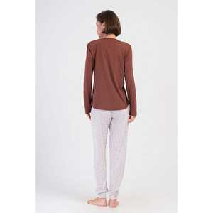 Conjunto de Pijama de Manga Larga con Cuello Redondo y Puños Ovalados para Mujer - Product Image 2