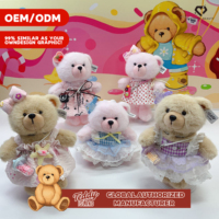 Ours en peluche mignon jouet en peluche personnalisé en gros jouet animal en peluche avec accessoire de jupe à pois rouges