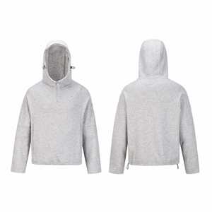 H5550 Nuevo Diseño al por Mayor, Sudaderas con Capucha y Media Cremallera Personalizadas de Mezcla de Algodón de 350 Gsm, Sudaderas con Capucha Estilo Ninja para Hombre - Product Image 3