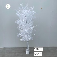 Tanaman pohon Ficus buatan Natal putih, Bonsai pohon Ficus buatan simulasi tinggi pot disesuaikan untuk dekorasi