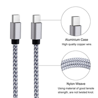 Kabel USB C ke USB C anyaman nilon baru, Kabel Sinkronisasi Data Pengisian Cepat USB 2.0 Tipe C, Panjang Kustom Tersedia