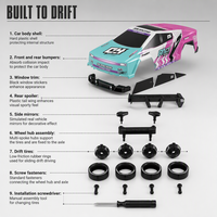 Mobil RC Drift 4WD 1:20 3.7V 500mAh Kendaraan Balap Remote Control Lampu Warna-warni Jangkauan 35M Indoor Outdoor