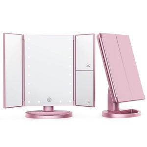 Factory Wholesale <b>Vanity</b> Mirror with Lights Magnification Trifold Makeup Mirror 22 <b>LED</b> Lights Women Gift <b>Led</b> Makeup Mirror - Product Image 1
