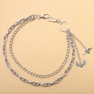 Cadena de Pantalones de Doble Capa con Colgante de Corazón y Alas, Cadena de Cintura de Plata Tibetana, Accesorio de Moda Hip Hop para Uso Diario - Product Image 6