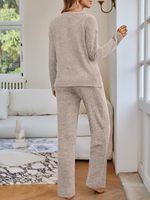 LILLUSORY Ensemble de survêtement décontracté 2 pièces pour femme, coupe ample, sans col, long, en polyester, rayonne et élasthanne, idéal pour l'automne et les voyages