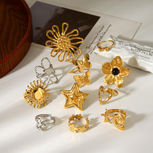 แหวนเปิดรูปดาวห้าแฉกผีเสื้อสแตนเลสสตีล <span class=keywords><strong>JoJo</strong></span> ประดับด้วยหินธรรมชาติ สำหรับผู้หญิง ทนทาน - Product Image 4