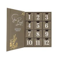 Boîte de calendrier de l'avent de Noël personnalisée en carton rigide, style livre, 12 à 24 compartiments pour chocolats, bonbons, aliments, emballage cadeau