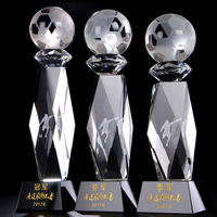 NOUVEAU trophée de gravure laser 3D trophée de cristal de football personnalisé