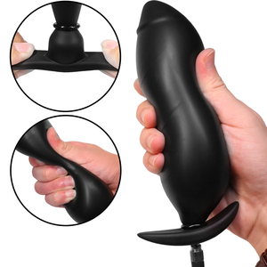 Dildo Anal de Silicona para Adultos, Tapón Anal Negro Inflable, Estimulador de Ano Grande, Producto Sexual para Hombres y Mujeres - Product Image 4