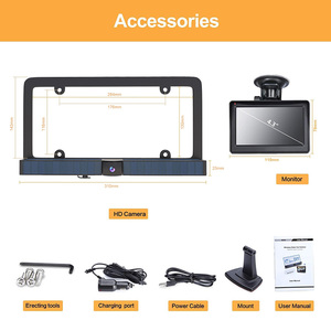 Caméra <span class=keywords><strong>de</strong></span> <span class=keywords><strong>recul</strong></span> sans fil solaire pour voiture avec écran 4,3 pouces, 2,4G numérique, étanche IP67, vision nocturne - Product Image 6