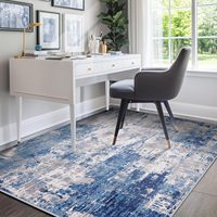 Motif abstrait moderne à imprimé doux antidérapant 5 'x 7' lavable en machine tapis bleu gris marine gris pour la maison salon