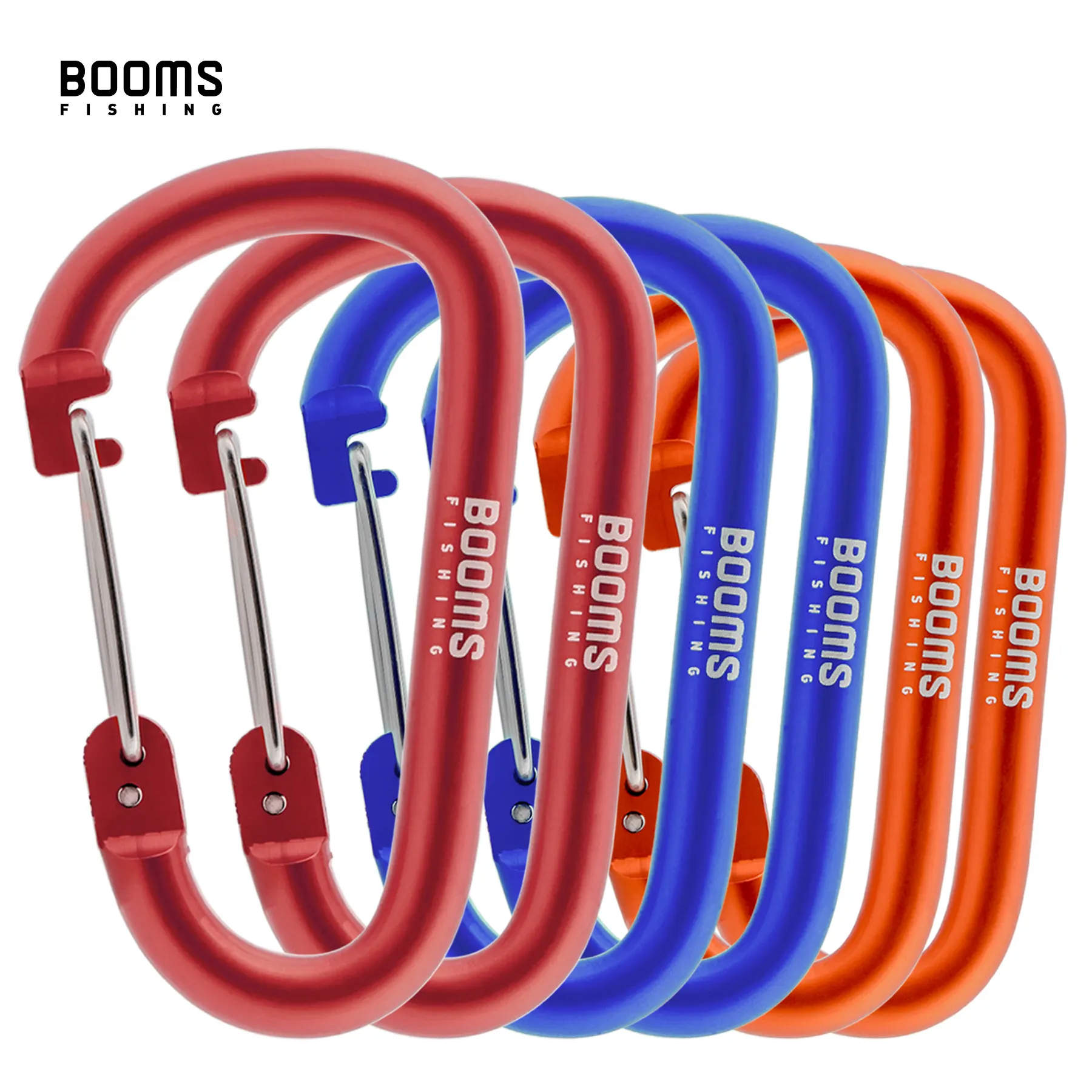 Booms Fishing CC3 6Pcs Aluminum Alloy Carabiner Large Keychain D Ring Outdoor Camping Climbing Clip Lock Buckle Hook Accessories