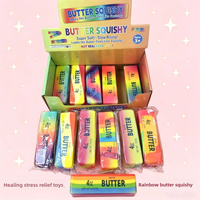 Jouet de décompression créatif en forme de bâton de beurre arc-en-ciel super doux à rebond lent, en PU, avec motif de lait et d'encens