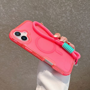 <span class=keywords><strong>Coque</strong></span> de téléphone hybride 2-en-1 en silicone antichoc avec design dégradé arc-en-ciel et cordon pour 16 Pro Max 14 Plus - Product Image 3