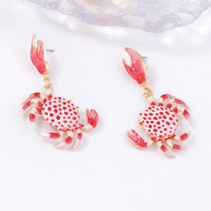Pendientes colgantes de cangrejo creativos y llamativos para mujer, pendientes de aleación con animales marinos, pendientes de tuerca de criaturas marinas al por mayor - Product Image 5