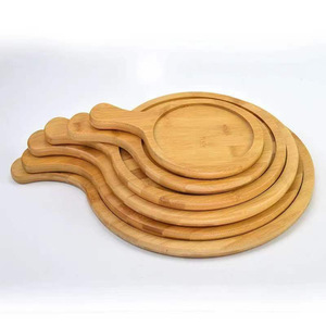 Solid Wood Pizza <b>Tray</b> With Handle Round Serving Plate For Bread Sushi Cheese Western Food Kitchen Use - Product Image 3