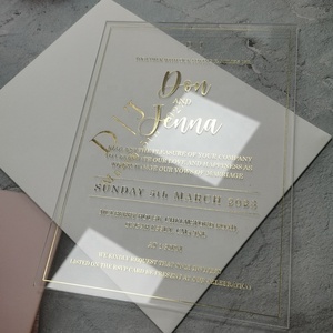 <strong>Free</strong> Sample Clear Gold Foil Custom Design Paper <strong>Invitation</strong> Card Wedding <strong>Invitations</strong> with Envelope - Product Image 1