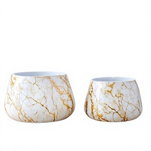 Jardinière de style américain moderne avec motif marbré, finition émaillée durable, décoration de plantes d'intérieur - Product Image 1
