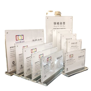 Espositore <span class=keywords><strong>da</strong></span> Tavolo in Acrilico con Base Nera, Supporto Magnetico per Etichette e Cartelli <span class=keywords><strong>da</strong></span> Scrivania - Product Image 1