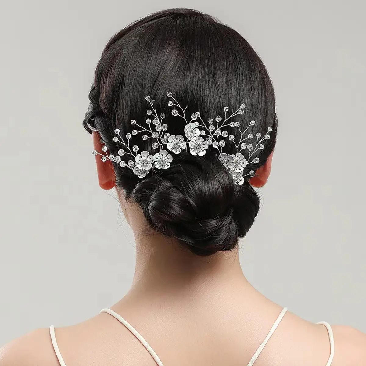 เจ้าสาวแฮนด์เมดสีขาวโพลีเมอร์ดินดอกไม้ U-รูป Hairpin Headwear สําหรับขายส่ง