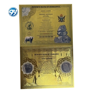Certificado de Billete de Cien Billones de Dólares de Zimbabue con Lámina de Oro, Rollo con Número de Serie UV, Dinero Coleccionable - Product Image 3