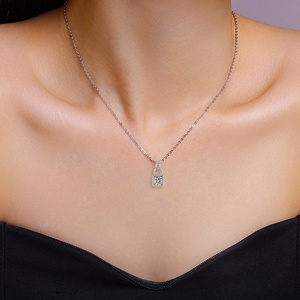 American Trending Luxury Women's 925 Sterling Silver Necklace <strong>White</strong> <strong>Gold</strong> Plated VVS Moissanite Diamond Pendant <strong>Locket</strong> Highly - Product Image 2