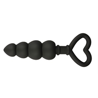 InnerBloom Plug anal en silicone étanche IPX7 BDSM, perles anales d'entraînement pour femmes et hommes - 4 perles graduées, base de sécurité en forme de cœur, 14,8 cm, 67 g