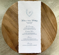 Untuk resepsi meja makan malam, restoran Custom mewah Hardcover Modern buatan tangan lipatan tepi katun kertas menu tempat pernikahan kartu