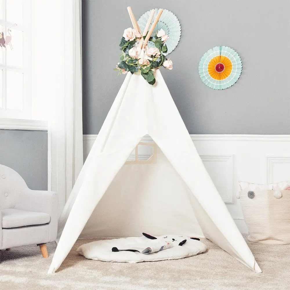 4-Walls Teepee Tent Indoor Play House Children's Teepee Tent for Kids Portable with Screen and Window