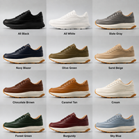 Chaussures de course en cuir véritable noir semelle épaisse légère baskets en cuir véritable de qualité supérieure pour hommes