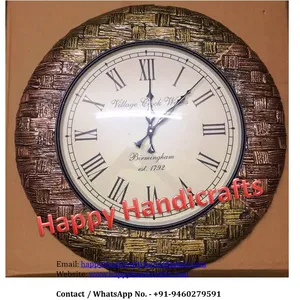 Indian wooden hand craved beautiful round wall clock/ watch Home Decor