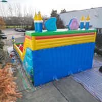 Trampoline gonflable extérieur personnalisé en PVC 0,55 mm, installation facile, capacité 5-10 personnes, pour usage commercial en parc urbain